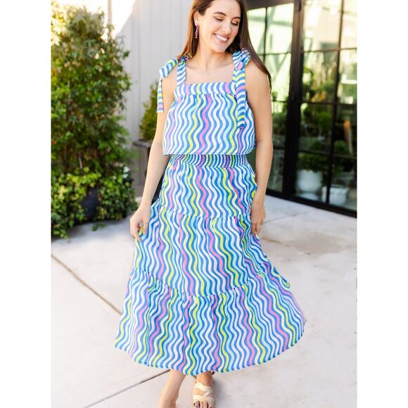 MICHELLE MCDOWELL Sadie Spring Capri Crush Blue 2pc Set, Size Medium - Picture 2 of 13